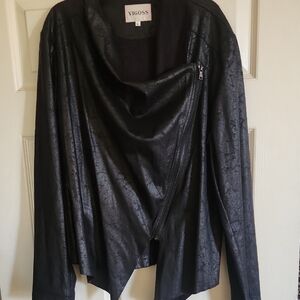 Vigoss Women's Elegant Black Faux Leather Jacket Size L ♠️